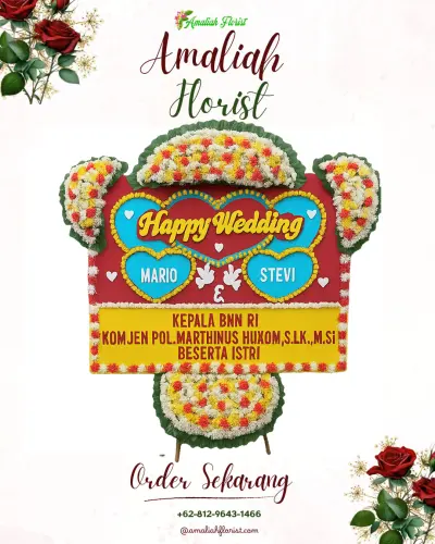 Karangan Papan Bunga Pernikahan di Gintung